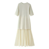 New Round-Neck Short-Sleeved Knitted Knitted Dress