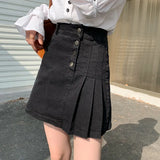 VAREY LIN Summer Women High Waist Asymmetrical Ruffles Single Breasted Short Denim Skirts Streetwear Female Jeans