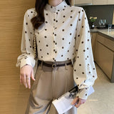 Lantern Sleeve ladies shirts Women's Blouse Spring Autumn Single Breasted Shirts Blouse Solid Blusas