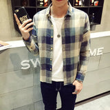 And Autumn Plaid Long-Sleeved Shirt Men's Korean Version Of Slimming Casual Shirt Young Men's Shirt Fashion Men's Wear-Outfit