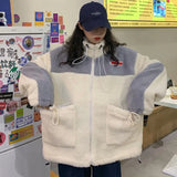 Autumn Winter Women Fashion Hoodie Pullover Coats Warm Soft Fleece Streetwear Plush Tops Loose Big Pocket Drawstring