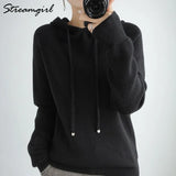 Sweatshirts Hoodies Women Autumn Winter 2021 Solid Knitted Pullovers Winter Clothes Women Sweatshirt With Hood