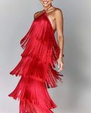 Fashion Hanging Neck Solu Back Open