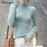 Women Winter Sweater 2020 Casual Solid Elsticity Pullover Knitted Woman Sweaters Black Turtleneck Sweater