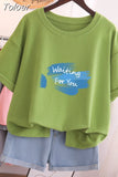 100% Cotton L-6XL T Shirt Letter Print Tshirt Short Sleeve Women's Top Summer Casual Couple O Neck Oversized T