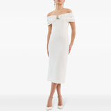 Star Fashion New Word Shoulder Nail Beads Diamond Long Dress Small