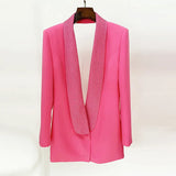 New Star Fashion INS Personality Exposed Hot Diamond Green Fruit Collar Long Blazer