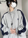Neck Korean Sweatshirts Women 2023 Ropa Mujer Preppy Style Casual Fashion Streetwear Hoodies Y2k Tops Clothes for Teens-Outfit