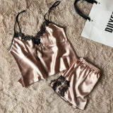 Women's Sexy Pajamas Simulation Silk Pajamas Large-Size Water-Soluble Embroidered Home Underwear Pyjamas