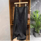 Temperament High-End New Chinese Style Disc Buckle Acetic Acid Jacquard Forked Skirt Women's French Style In The Early Spring Of 2024-Outfit