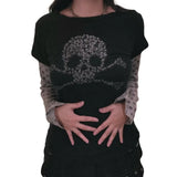 Women Gothic Fake Two-Piece T-shirts Fall Winter 2024 Vintage Top Clothes y2k Graphic Korean Style Long Sleeve Top Streetwear-Outfit