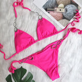 Toloer 2023 New Sexy Metal Accessories Rhinestone Women's Split Swimsuit Plain Strap