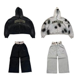Sales Spliced Sports Pants Leisure Trousers Men's Loose Straight Tube Retro High Street Wide-Legged Panties-Outfit