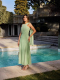 Women's Solid Color Chiffon Ribbon Dress With Chest-Scared Fashion Sleeveless Women