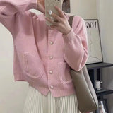 Xiaoxiangfeng Short Sweater Women's 2024 Autumn Soft Waxy Sweet Single-Breasted Round-Neck Sweater Tide-Outfit