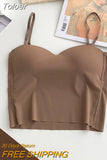 Fashion Women Camis With Bra Pad Cute Crop Tops Spaghetti Backless Tank Tops For Women Ice Silk Fabric