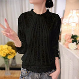 New Spring Lace Shirts Long Sleeve White Women Blouse Chiffon Shirts Tops for Women Summer Sexy White Top Female