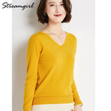 Women's Sweater 2021 White Jumper V Neck Ladies Winter Clothes Women Sweater Knitted Pullovers Sweaters For Women Fashion