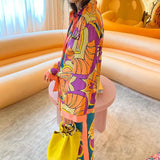 Toloer 2024 Women's Print Long Sleeve Shirt Ethnic Style Trousers Casual Fashion