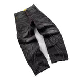 Ancient Bat Pattern Embroidered Loose Jeans Men's Street Y2K Pants Lazy Jeans-Outfit