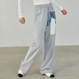 Casual Wide Leg Pants For Women High Waist Patchwork Pocket Straight Loose Trousers Female Fashion New