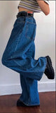trendy wide-leg pants classic high-waist denim flared