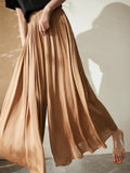 New Women's Pants Temperament Romantic Pleated Elegant Soft Elastic Waist Loose Breathable Women's Wide Leg Skirt