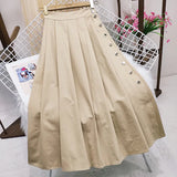 2021 New Solid Button Skirts Japanese Streetwear High Waist Hip A-Line Skirt Korean Chic Sweet Pleated Faldas