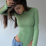 Toloer And Winter Women's Round Collar Long Sleeve Niche Base Tight Solid Color Bottom Shirt One-Piece