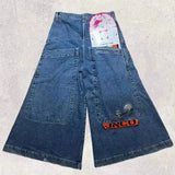 Men's Jeans Y2K Bag Vintage High-Quality Pattern Hip-Hop Street Leisure Men Harajuku Wide Legs-Outfit