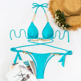 2021 New Sexy Pearl Crystal Swimwear Women Swimsuit Female Push Up Biquini Brazilian Bathing Suit Beachwear Swimming