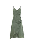 Summer Elegant Midi Suspender Dresses Women Sexy Draped Long Party Bodycon Dress Low-Neck Evening Sleeveless Backless
