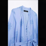 Spring Glue Embroidery Decorative Long-Sleeved Poplin Dress 2492058-Outfit
