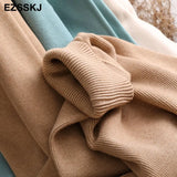 2022 2 Pieces Set Women Knitted Tracksuit Turtleneck Sweater + Carrot Jogging Pants Pullover Sweater Set CHIC Knitted
