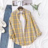 Plaid Shirt Women 2021 New Spring Autumn Womens Tops Loose Design Style Lady Casual Long Sleeve Blouse Clothes