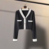2021 New Leopard Pattern Cardigans Women Vintage V Neck Long Sleeve OL Knitted Cardigan Autumn Korean