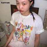 Fairy Grunge Short Sleeve T-shirts Cartoon Graffiti Print Tee Shirts Graphic Korean Fashion Tops Summer Streetwear