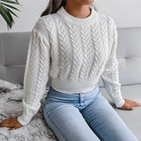 Twist Waist Knitted Top Autumn/Winter New Style Navel Short Slimming Women's Solid Color
