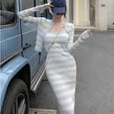 Knitted Women Fashion Two Piece Set 2021 Autumn Long Sleeve Cardigan Tops And Sexy Sheath Sling Dress Elegant Suit
