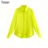 Women Fashion Turn Down Collar Yellow Breasted Casual Blouse Office Ladies Long Sleeve Shirt Chic Blusas Tops