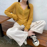 Women Knit Solid Simple Female See-through Sun Protection Long Sleeves Casual Summer Newest Popular Loose Elegant