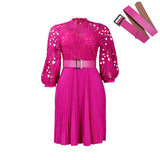 Women's 2025 New Temperament Pure Color Lace Hook Hollow Press