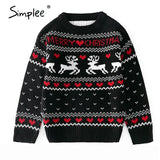 O-neck Fashion Christmas sweaters women long sleeve Autumn winter deer print knitted female pullover Chic ladies
