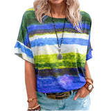 Women's Clothing 2025 New Summer Gradient Girl Short-Sleeved