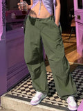 Streetwear Pockets Baggy Cargo Pants Womens Drawstring Low Waist Joggers Sweatpants Casual Loose Hippie Korean