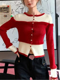 Red Sweater Female Design Sexy Slim Knitted Cardigan Women 2022 Winter Korean Fashion Clothing Y2k Crop Tops New