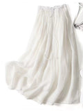 Woman Fashion 2022 New Solid Color Elastic Waist Lace Up Cotton Linen Skirt Long Skirt Leisure Elegant Women's