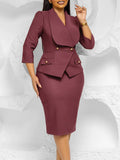 Women's New Fashion Temperament Big Collar Seven-Point Sleeves All African