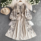 Dress Lady Autumn And Winter Cladding Heavy Embroidered Puff Cuff Cuffs Mid-Long Festive