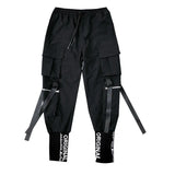 Leg Embroidery Overalls Men's New Dark Trend Big Pocket Ribbon Loose Feet Harlan Pants Hip-Hop-Outfit